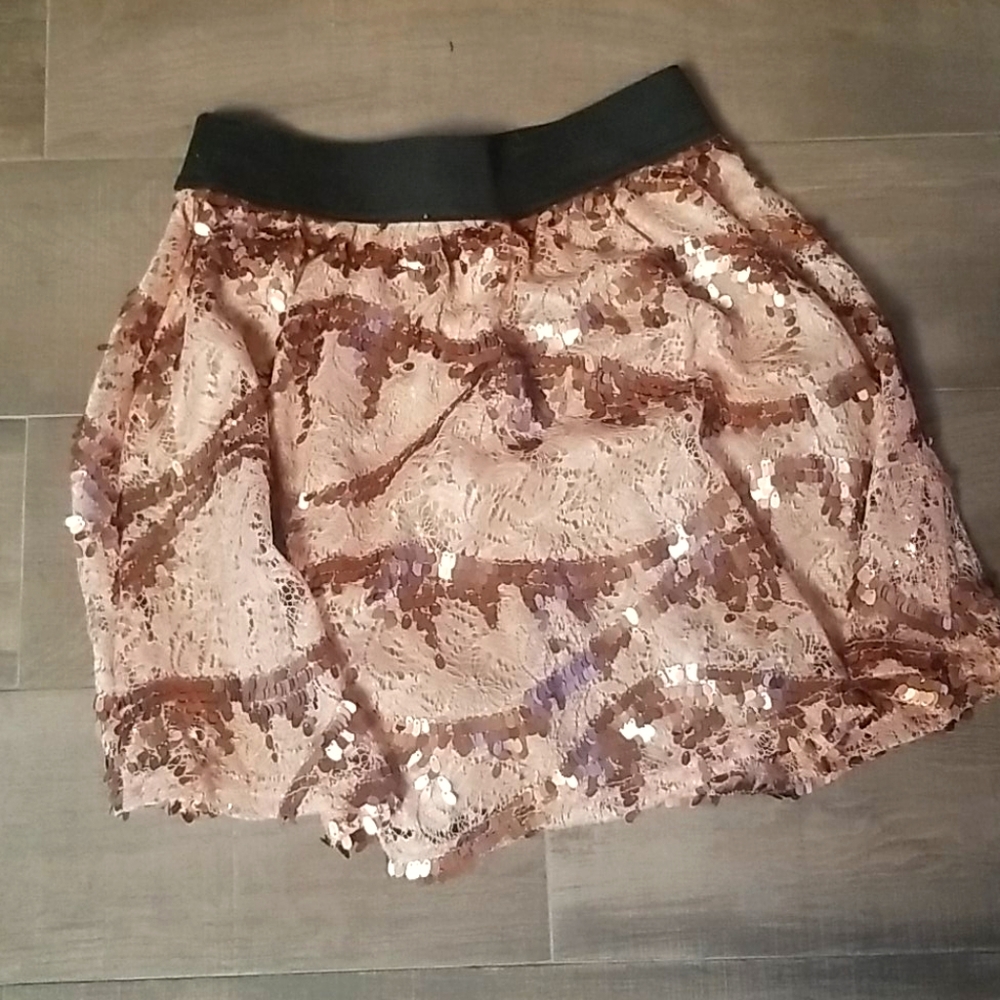 Rose gold sequin skirt